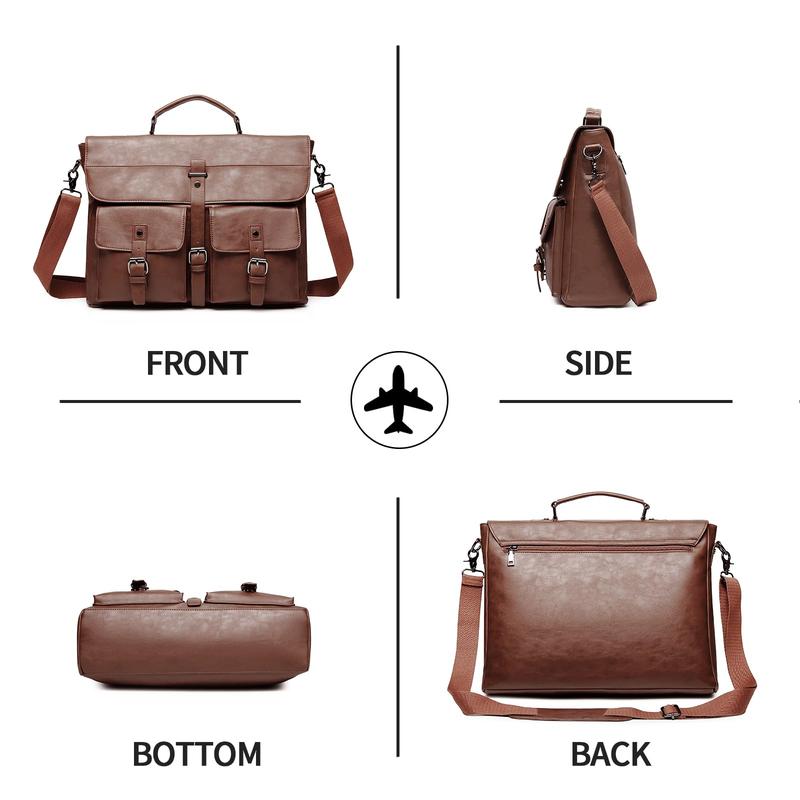 SEYFOCNIA Leather Messenger Bag for Men,Vintage Mens Laptop Bag Water Resistant Business Travel Briefcase Satchel Work Computer Bag