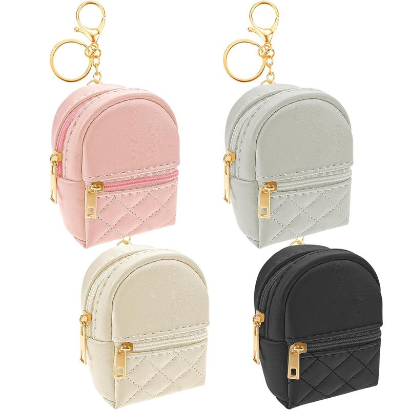 1 piece Mini Backpack Cute Cosmetic Bag for Women,PU Leather Makeup Bag Key Pocket Lipstick Bag Card Holder Data Cable Organizer Zipper Pouch, Black Beige Pink Gray bag accessories coin purses