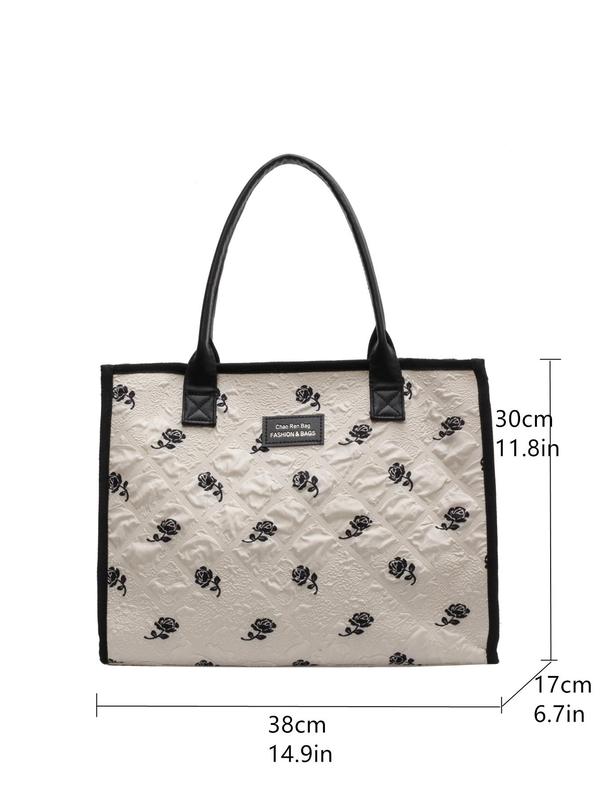 Women's Ditsy Floral Pattern Tote Bag, Large Capacity Shoulder Bag for Daily Used, Casual Trendy Versatile High-quality Daily Commuting Bag, Girl Fashionable Bag