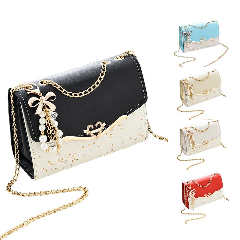 Women's Elegant Shoulder Bag Chain Strap Crossbody Bag Flap Handbag Aesthetic Fashion Messenger Bag