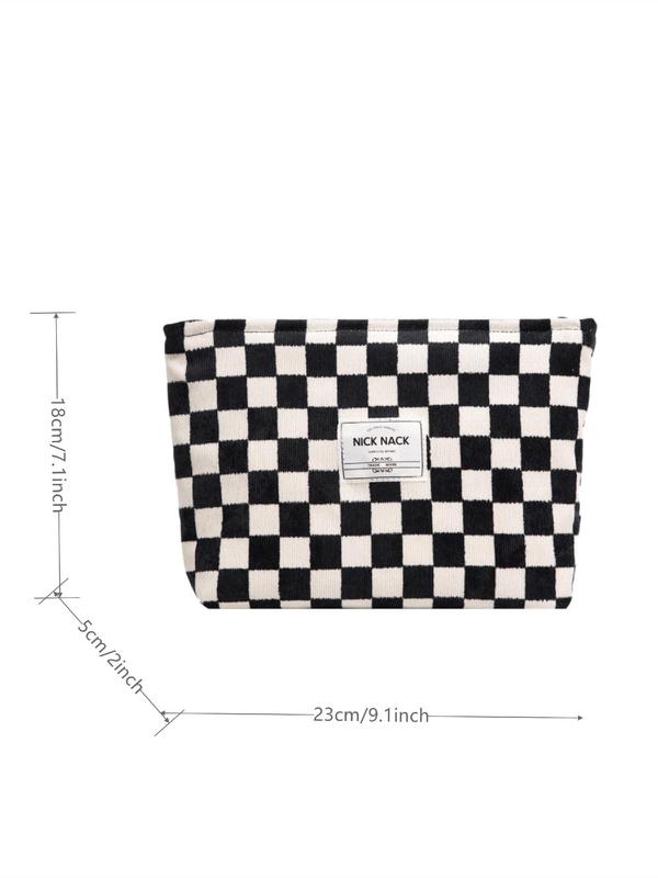 Plaid Pattern Makeup Bag, Fashionable Makeup Bag, Zipper Makeup Organizer Pouch, Versatile Cosmetic Storage Bag, Great for Skincare, Lotion, Cream, Lip Balm