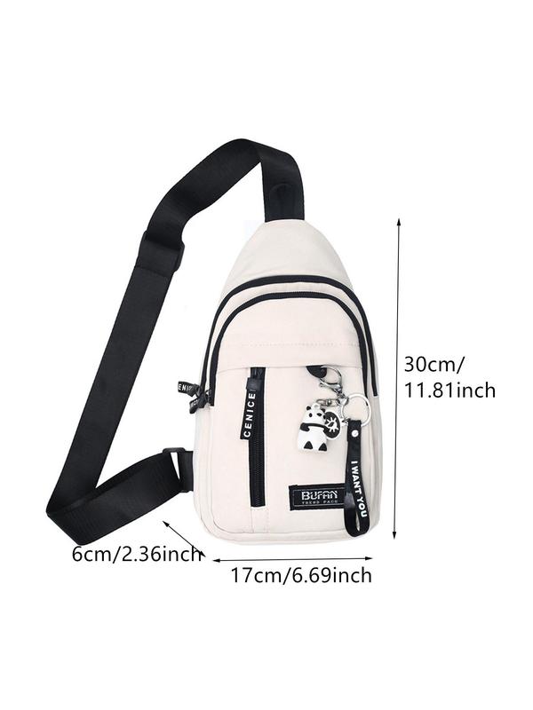 Men's Summer Nylon Zipper Belt Bag with Charm, Lightweight Casual Chest Bag, Simple Plain Color Bag for Daily Used, 2024 Casual Trendy Versatile High-quality Daily Commuting Bag