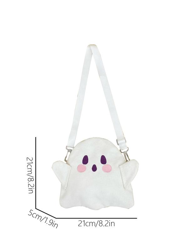 Women's Cute Cartoon Ghost Design Crossbody Bag, Fashionable Solid Color Shoulder Bag, Female Lovely Novelty Bag For Daily Used