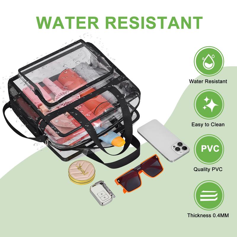 Clear Tote Bag with Removable Strap, 1 Count Transparent Lunch Bag with Handle, Portable Storage Bag for Stadium Work Sports Festival