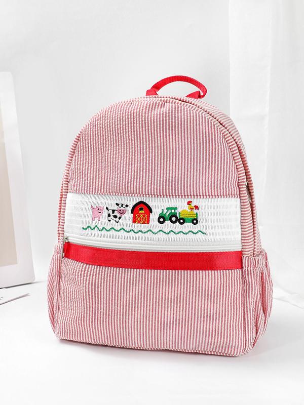 Cartoon Truck & Farm Pattern Backpack, Casual Lightweight Comfortable Backpack, Fashionable Backpack for Women & Girls