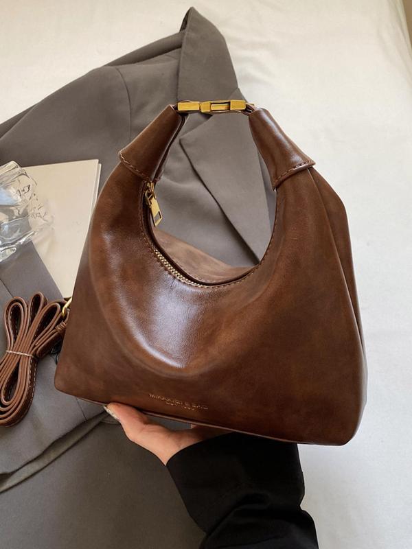 Women's Elegant Solid Color Shoulder Bag, Fashionable PU Leather Crossbody Bag for Daily Used, Casual Trendy Versatile High-quality Daily Commuting Bag