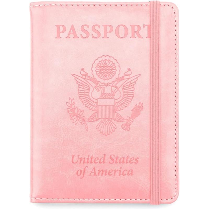 Passport Holder,Passport Cover Passport Wallet Passport and Vaccine Card Holder Combo Passport Holder Passport Case Passport Card Holder Family Passport Holder Passport Holder for Women Men,Pink