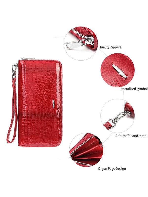 Women's Fashionable Crocodile Embossed Long Wallet, Casual Versatile Zipper Phone Wallet, Trendy All-match Clutch for Daily Use