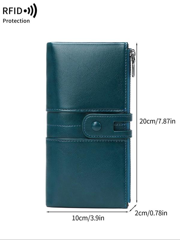 Women's Solid Color Long Wallet, with RFID Blocking, Fashionable Zipper Wallet for Daily Used, Casual Trendy Versatile High-quality Daily Wallet, Girl Fashionable Shopping Wallet