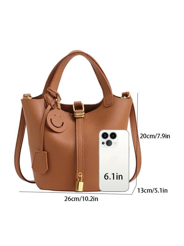 Women's Solid Color Bucket Bag, Fashionable Simple Versatile Commuter Bag, Elegant Crossbody Bag for Women