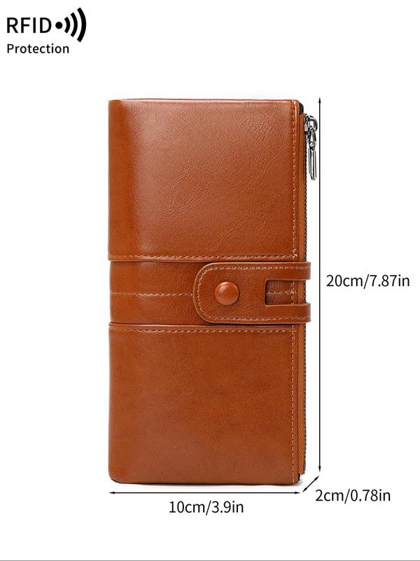 Women's Solid Color Long Wallet, with RFID Blocking, Fashionable Zipper Wallet for Daily Used, Casual Trendy Versatile High-quality Daily Wallet, Girl Fashionable Shopping Wallet