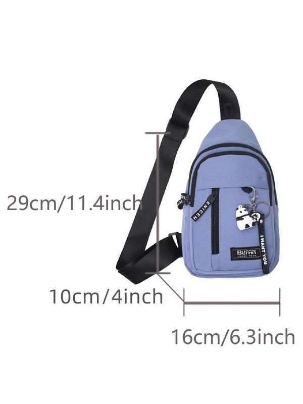 Casual Fashion Zipper Fanny Pack with Animal Pendant, Matching Chest Bag for Women & Men, Versatile Sling Bag for Daily Used