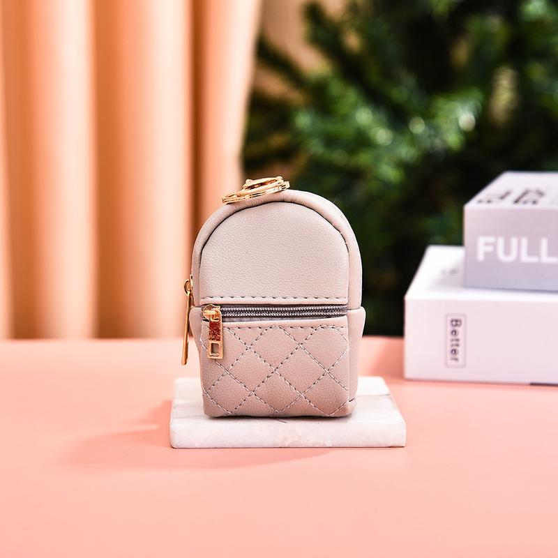 1 piece Mini Backpack Cute Cosmetic Bag for Women,PU Leather Makeup Bag Key Pocket Lipstick Bag Card Holder Data Cable Organizer Zipper Pouch, Black Beige Pink Gray bag accessories coin purses