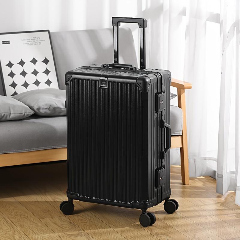 Multifunctional Aluminum Alloy Frame Suitcase, Large-capacity USB Charging Interface Rear Cup Holder Rolling Wheel Trolley Case, Universal Wheel Unisex Password Push Box 20in 24in 26in