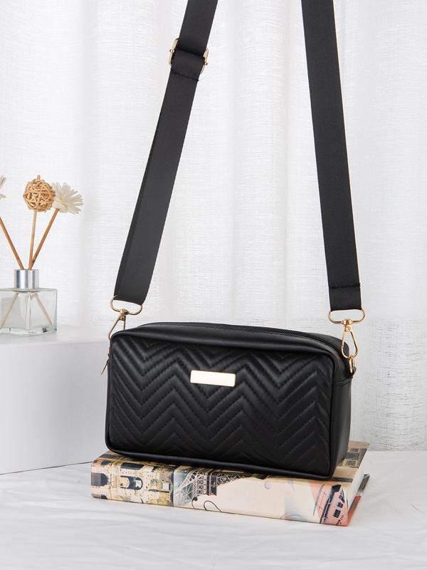 Fashion Classic Wavy Quilted Pu Leather Texture Small Square Bag for Women, Daily Commuting Shopping Versatile Zipper Shoulder Crossbody Bag for Daily Use