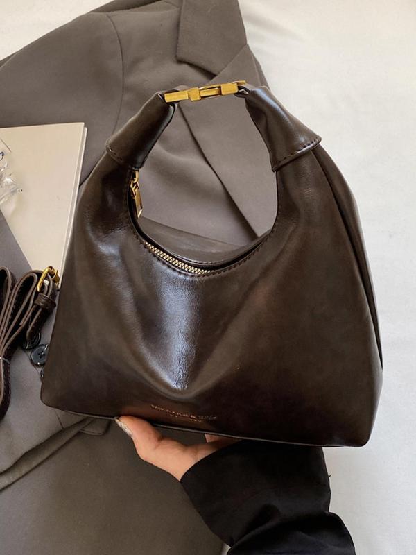 Women's Elegant Solid Color Shoulder Bag, Fashionable PU Leather Crossbody Bag for Daily Used, Casual Trendy Versatile High-quality Daily Commuting Bag