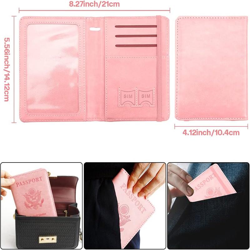 Passport Holder,Passport Cover Passport Wallet Passport and Vaccine Card Holder Combo Passport Holder Passport Case Passport Card Holder Family Passport Holder Passport Holder for Women Men,Pink