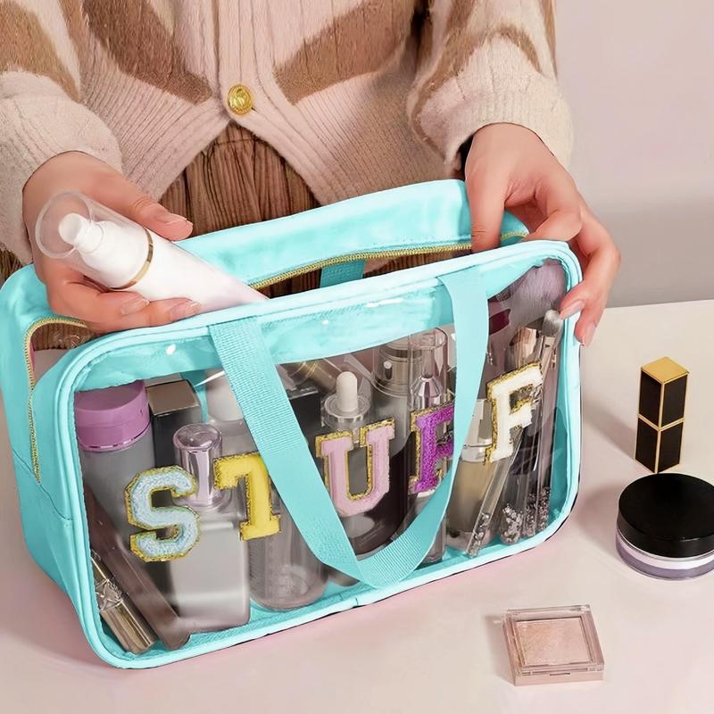 Clear Makeup Bag, Portable Cosmetic Storage Bag, Zipper Makeup Organizer Pouch, Travel Toiletry Bag for Women & Girls Travel Outing, Makeup Tools, Christmas Gift