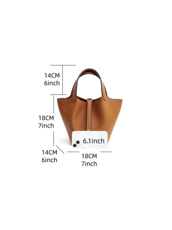 Women's Fashionable Plain Color Leather Bag, Casual Versatile Handbag with Lock Design, Trendy All-match Handbag for Daily Use