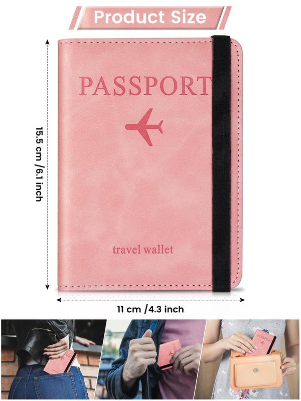 Simple Letter Embossed Passport Case, Passport Cover, Passport Wallet for Women & Men, Waterproof RFID Blocking Passport Case for Travel Essentials Accessories