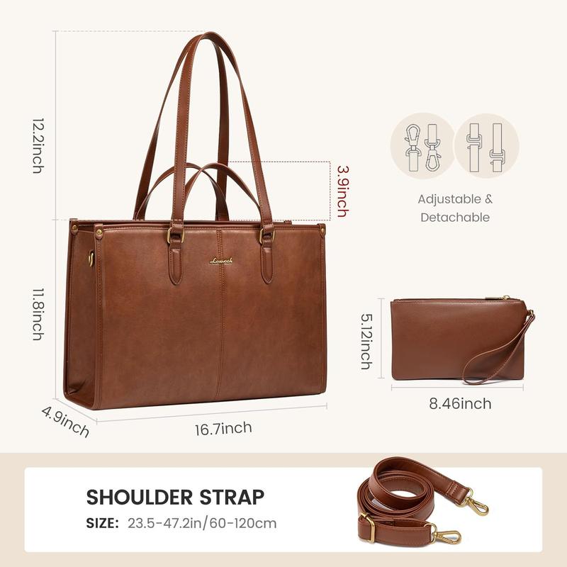 Laptop Bag for Women,15.6 inch Work Bags with Clutch, Vintage Leather Laptop Tote Bag,Computer Bag Laptop Purse, Briefcase Tote Bag  Bag Handbag for Business Office Teacher