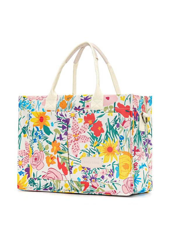 Summer 2024 Floral & Fruit Pattern Tote Bag, Cute Tote Bag, Luxury Large Capacity Shoulder Bag for Women & Girls, Casual Commuting Bag, Girl Shopping Bag Back To School