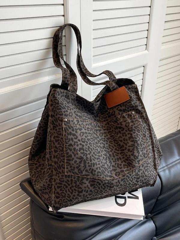 Leopard Pattern Tote Bag, Casual Fashionable Shoulder Bag for Women & Girls, Luxury Bags, Summer 2024 Trendy Versatile High-quality Daily Commuting Bag