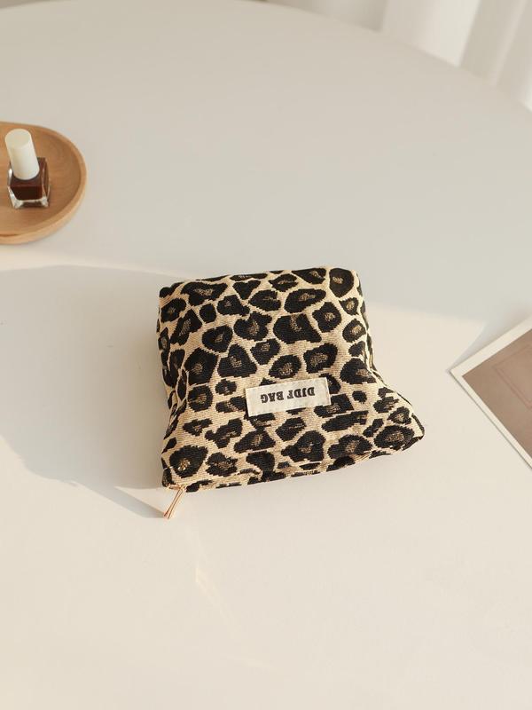 Fashion Leopard Pattern Makeup Bag, Portable Cosmetic Storage Bag, Zipper Makeup Organizer Pouch, Versatile Storage Bag for Travel & Daily Used