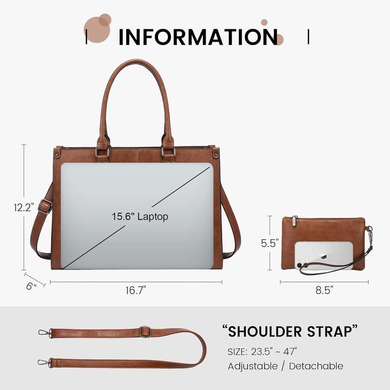 Laptop Bag for Women, 15.6 inch Laptop Tote Bag Vintage Work Bags for Women Computer Bag Office Briefcase Handbag