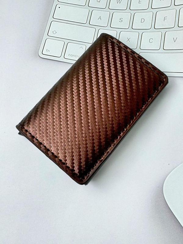 Men's Business Minimalist Carbon Fiber Card Holder, RFID Blocking Card Holder, Pop Up Card Wallet, Portable Card Case for Men