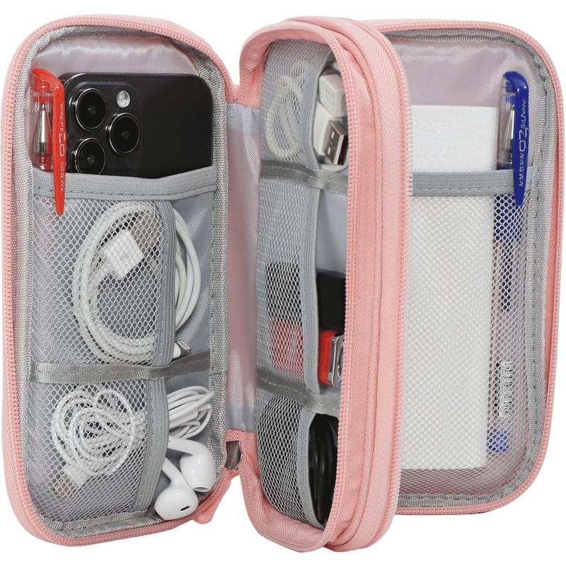 Electronics Accessories Organizer Pouch Bag, Electronic Organizer Travel Case Cable Organizer Electronics Accessories Bag for Cable, Cord, Charger, Power Bank, Earphone (Light Pink, Large)