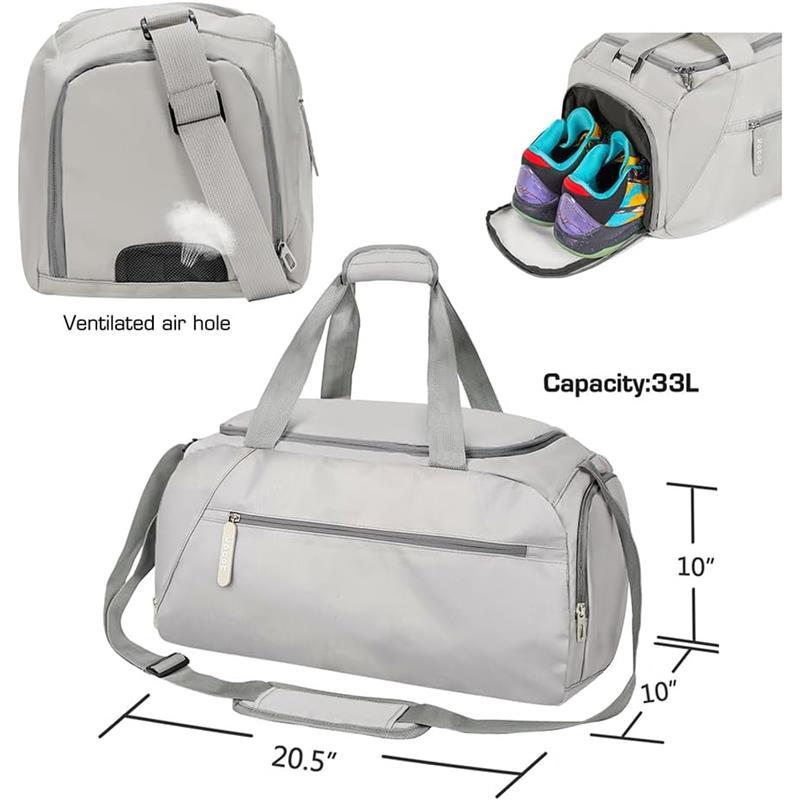 Travel bag,Gym Duffel Bag, Gym Bag with Waterproof Shoe Pouch, Weekend Travel Bag with a Water-resistant Insulated Pocket