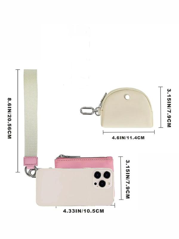 Women's Fashionable Zipper Wallet, with Lanyard Design, Casual Simple Plain Color Coin Purse, Casual Trendy Versatile High-quality Daily Wallet for Women & Girls