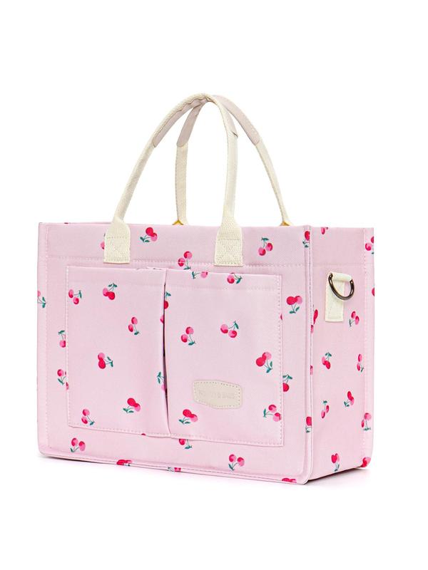 Summer 2024 Floral & Fruit Pattern Tote Bag, Cute Tote Bag, Luxury Large Capacity Shoulder Bag for Women & Girls, Casual Commuting Bag, Girl Shopping Bag Back To School