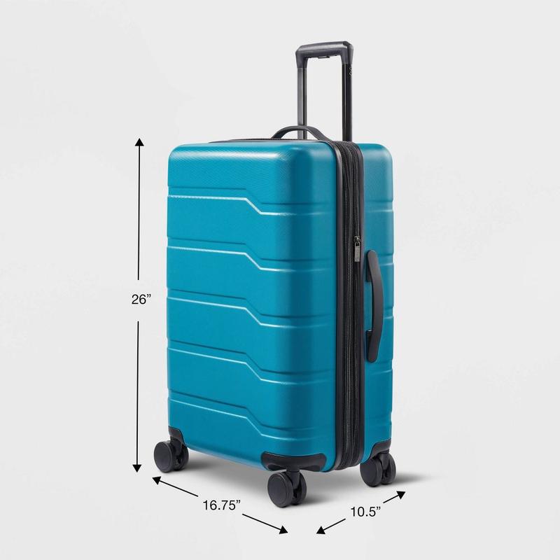 Open Story Hardside Medium Checked Luggage Hardshell Spinner Suitcase, Teal