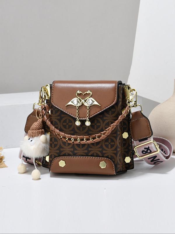 Women's Fashionable Pu Leather Shoulder Bag, Casual Animal & Tassel Decorated Crossbody Bag for Daily Used, Casual Trendy Versatile Daily Commuting Bag