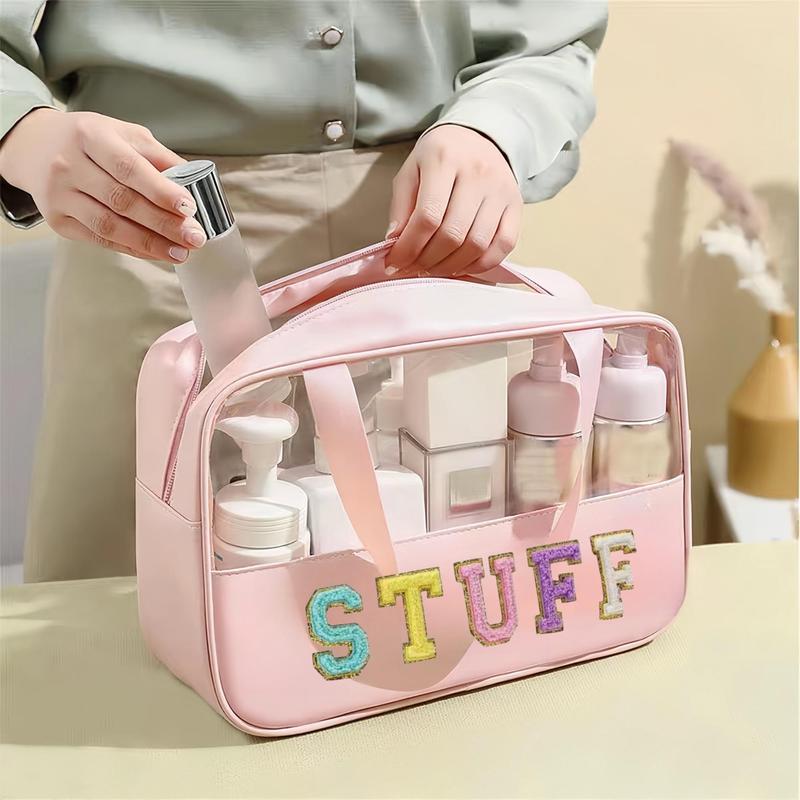 Clear Makeup Bag, Portable Cosmetic Storage Bag, Zipper Makeup Organizer Pouch, Travel Toiletry Bag for Women & Girls Travel Outing, Makeup Tools, Christmas Gift