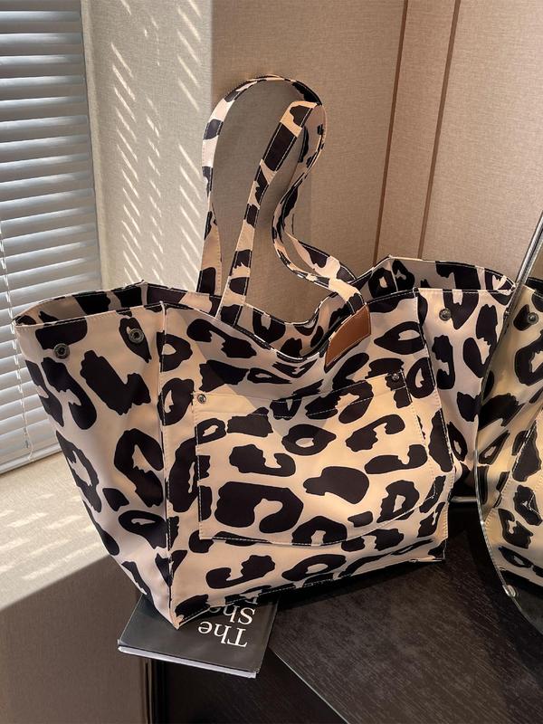 Leopard Pattern Tote Bag, Casual Fashionable Shoulder Bag for Women & Girls, Luxury Bags, Summer 2024 Trendy Versatile High-quality Daily Commuting Bag