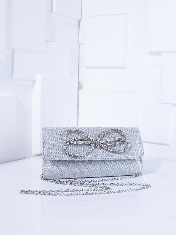 Women's Elegant Bowknot Design Evening Bag, 2024 New Style Exquisite Trendy Chain Strap Clutch Bag, Fashionable Bag for Party Decoration