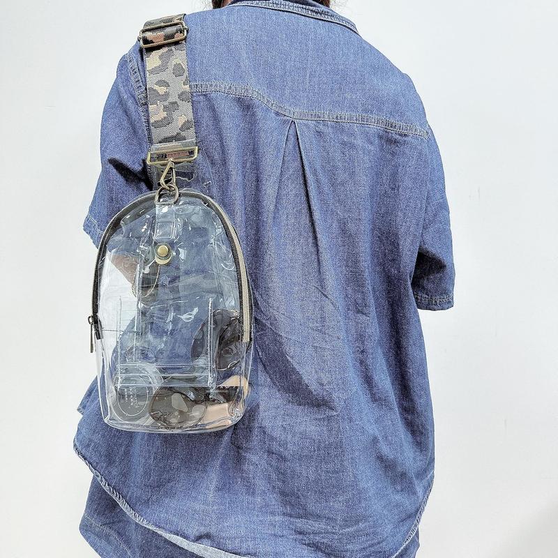 Clear Bag Stadium Approved, Clear Sling Bag Cross body Backpack Chest Casual Daypack for Concert Sports Festival Game