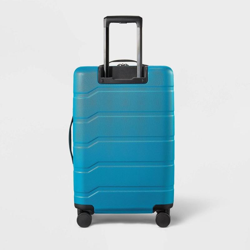 Open Story Hardside Medium Checked Luggage Hardshell Spinner Suitcase, Teal