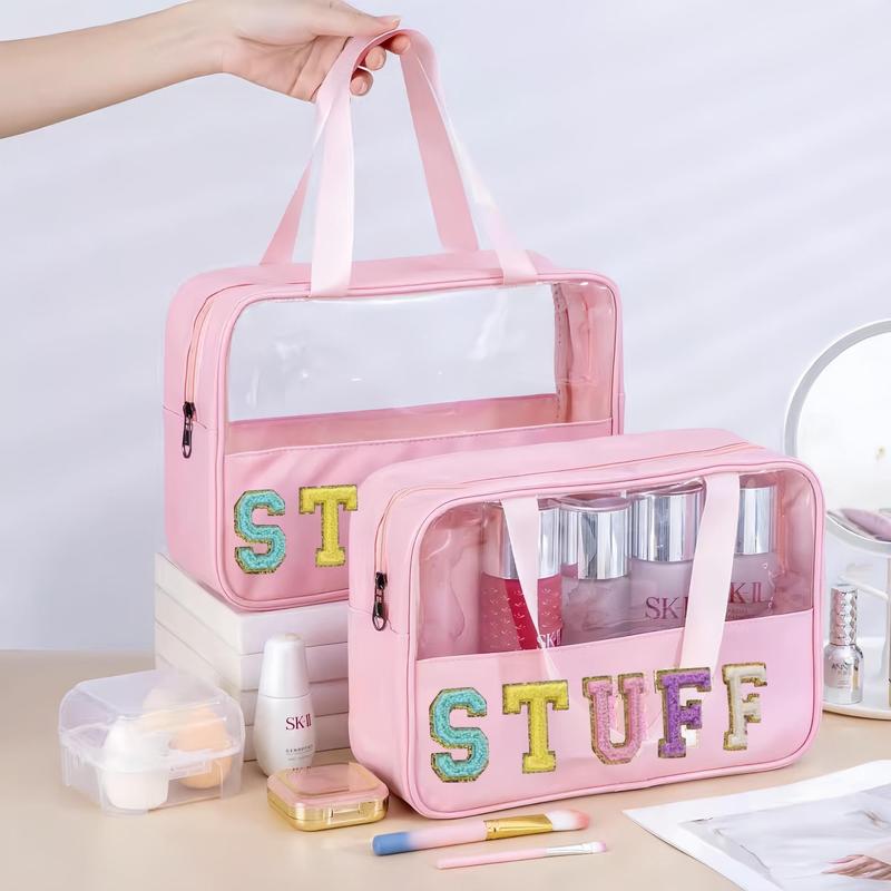 Clear Makeup Bag, Portable Cosmetic Storage Bag, Zipper Makeup Organizer Pouch, Travel Toiletry Bag for Women & Girls Travel Outing, Makeup Tools, Christmas Gift