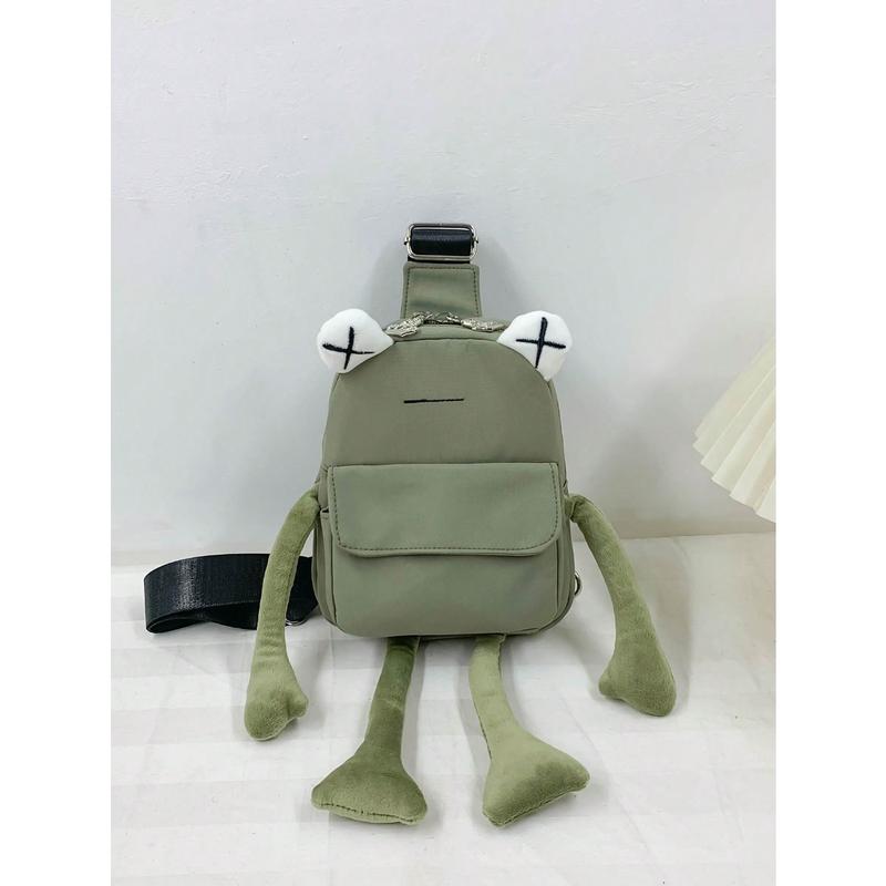 Cartoon Nylon Frog Chest Bag Waterproof Crossbody Bag Fanny Pack Sling Bag Shoulder Bag For Travel Work Sport Holiday Essentials Lightweight Anti Theft Going Out Gift For Men Boyfriend Husband Boys Rucksack Fathers Day Gifts