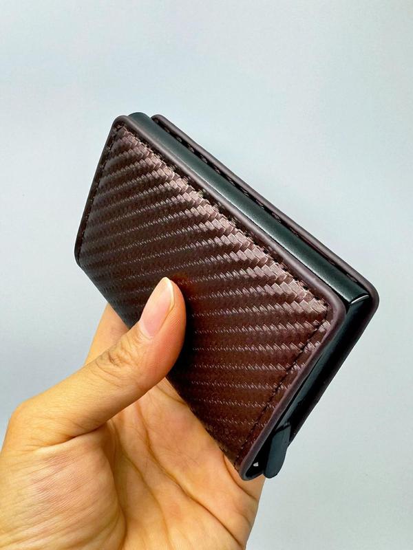 Men's Business Minimalist Carbon Fiber Card Holder, RFID Blocking Card Holder, Pop Up Card Wallet, Portable Card Case for Men