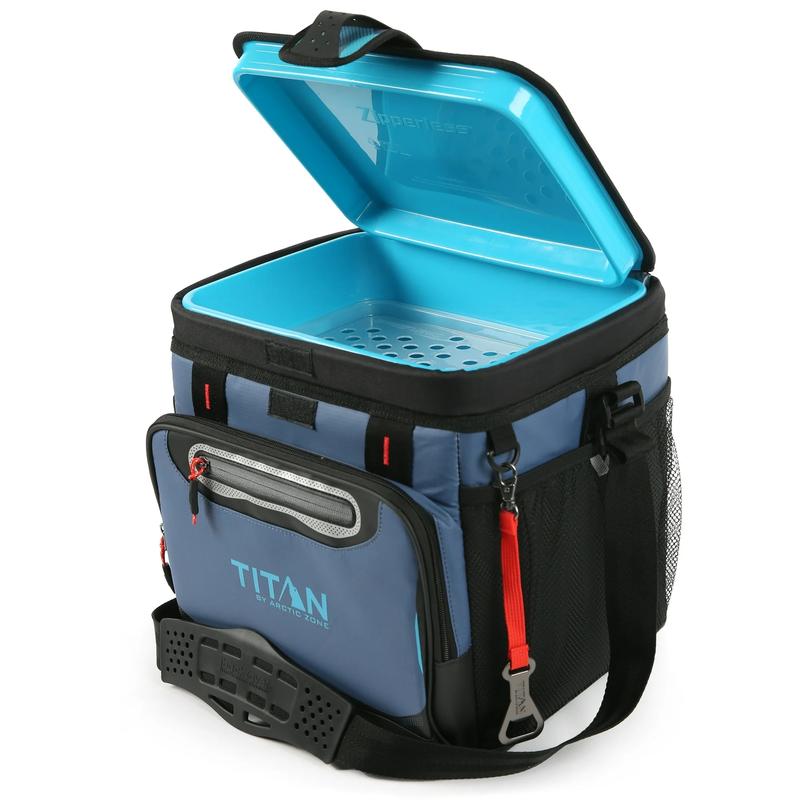 Titan by Arctic Zone 24 Can Zipperless Soft Side Cooler, Ocean Blue