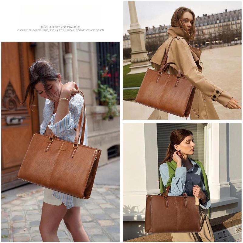 Laptop Bag for Women,15.6 inch Work Bags with Clutch, Vintage Leather Laptop Tote Bag,Computer Bag Laptop Purse, Briefcase Tote Bag  Bag Handbag for Business Office Teacher