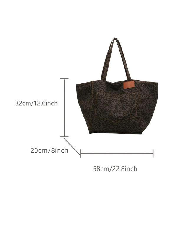 Leopard Pattern Tote Bag, Casual Fashionable Shoulder Bag for Women & Girls, Luxury Bags, Summer 2024 Trendy Versatile High-quality Daily Commuting Bag