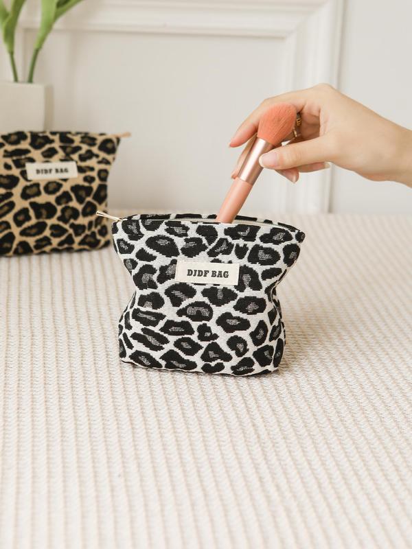 Fashion Leopard Pattern Makeup Bag, Portable Cosmetic Storage Bag, Zipper Makeup Organizer Pouch, Versatile Storage Bag for Travel & Daily Used