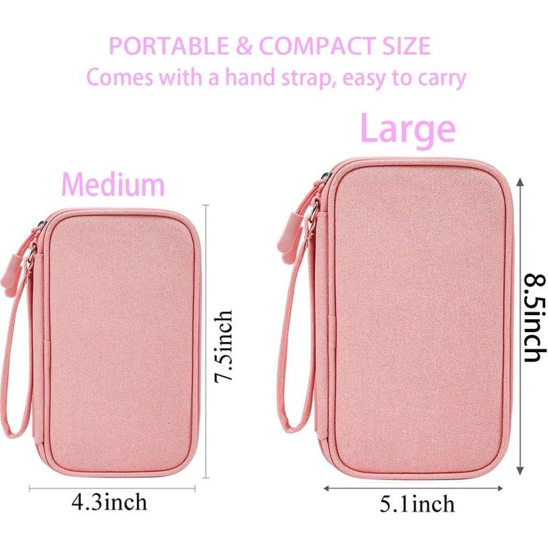 Electronics Accessories Organizer Pouch Bag, Electronic Organizer Travel Case Cable Organizer Electronics Accessories Bag for Cable, Cord, Charger, Power Bank, Earphone (Light Pink, Large)