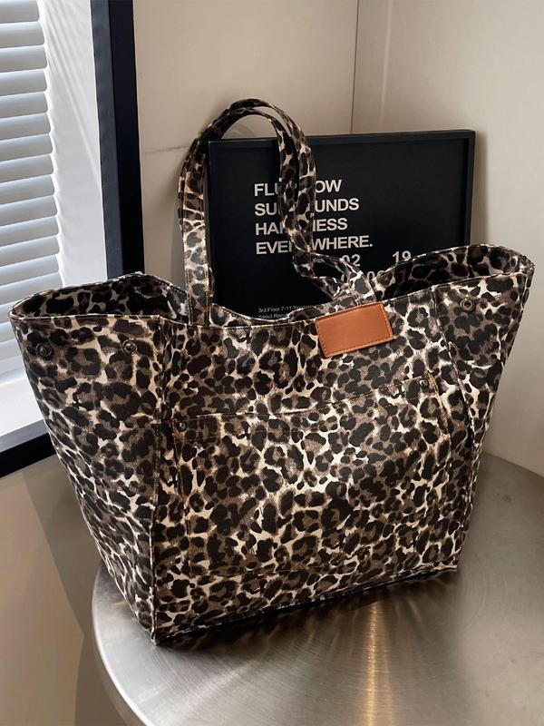 Leopard Pattern Tote Bag, Casual Fashionable Shoulder Bag for Women & Girls, Luxury Bags, Summer 2024 Trendy Versatile High-quality Daily Commuting Bag